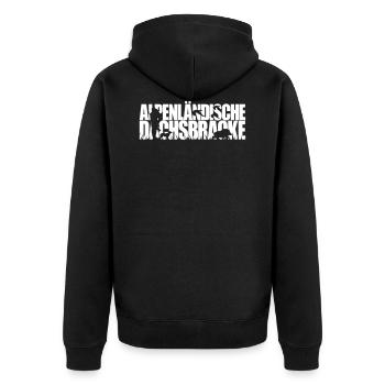 ALPENLÄNDISCHE DACHSBRACKE Jagdhund Hunde Wilsigns - Unisex Premium Bio Zip Hoodie - Schwarz - Hinten - Nico (187cm)