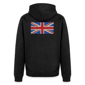 bannière drapeau britannique Glitter fierté locale - Veste à capuche bio Premium Unisexe - noir - Dos - Nico (187cm)