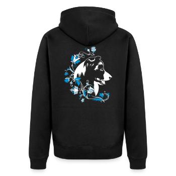 Border Collie Fleurs 3 - Veste à capuche bio Premium Unisexe - noir - Dos - Nico (187cm)