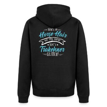 Trakehner Horse shirt-Glitter - Unisex Premium Bio Zip Hoodie - Schwarz - Hinten - Nico (187cm)