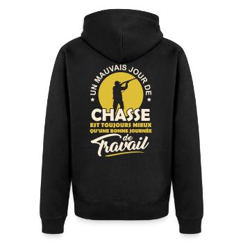 T-shirt pour Chasseur - Un mauvais jour de Chasse - Veste à capuche bio Premium Unisexe - noir - Dos - Nico (187cm)