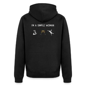 Ich bin eine einfache Frau Muskeln Sekt Pole Dance - Unisex Premium Bio Zip Hoodie - Schwarz - Hinten - Nico (187cm)