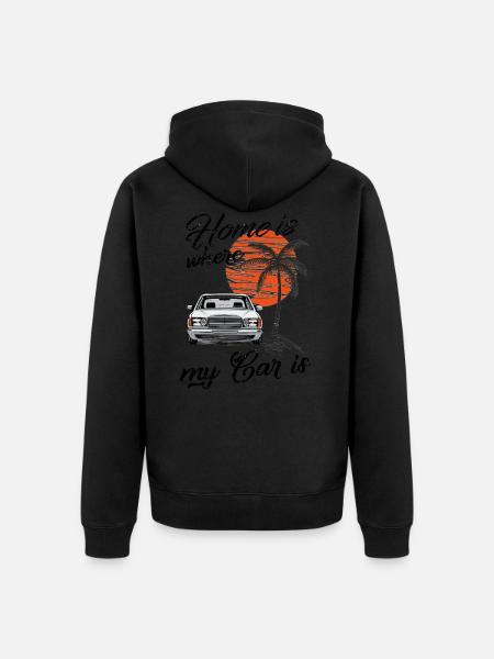 Home is where my car is W126 - Unisex Premium Bio Zip Hoodie - Schwarz
