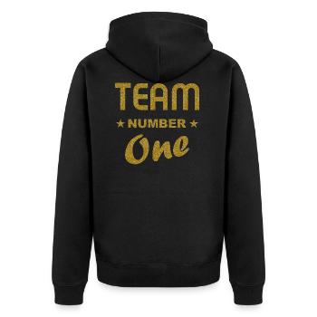 Best Team - Team Number One Gold - Unisex Premium Organic Zip Hoodie - black - Back - Nico (187cm)