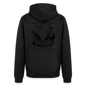Old Viking - Unisex Premium Bio Zip Hoodie - Schwarz - Hinten - Nico (187cm)