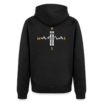 Funny - Skiing wind direction - Unisex Premium Organic Zip Hoodie - black - Back - Nico (187cm)