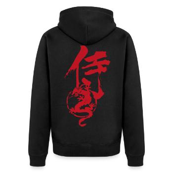 samouraï dragon - Veste à capuche bio Premium Unisexe - noir - Dos - Nico (187cm)