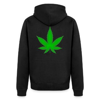 Marijuana Blatt - Unisex Premium Bio Zip Hoodie - Schwarz - Hinten - Nico (187cm)