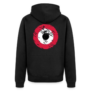 Vintage Mod Sign - Unisex Premium Bio Zip Hoodie - Schwarz - Hinten - Nico (187cm)