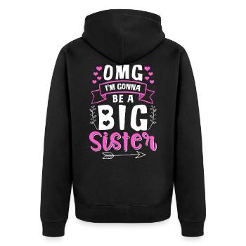 OMG I'm Gonna Be A Big Sister - Unisex Premium Organic Zip Hoodie - black - Back - Nico (187cm)