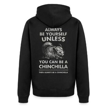 Chinchilla - Unisex Premium Bio Zip Hoodie - Schwarz - Hinten - Nico (187cm)