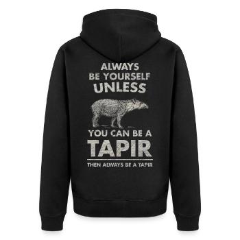 Tapir Tier Rüssel Zootier Vintage Geschenk - Unisex Premium Bio Zip Hoodie - Schwarz - Hinten - Nico (187cm)