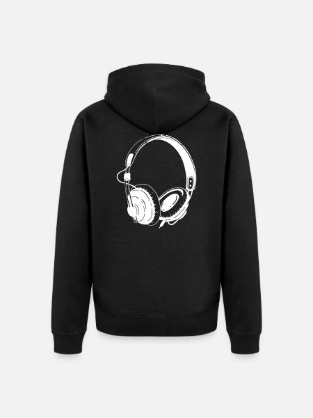headphone - Unisex Premium Organic Zip Hoodie - black