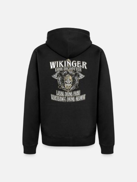 WIKINGER WERTE - Unisex Premium Bio Zip Hoodie - Schwarz