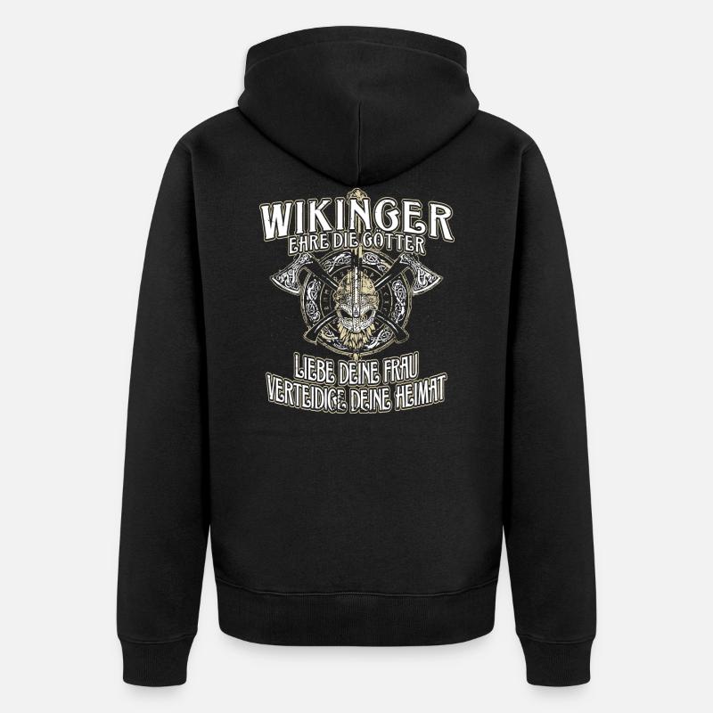 WIKINGER WERTE - Unisex Premium Bio Zip Hoodie - Schwarz