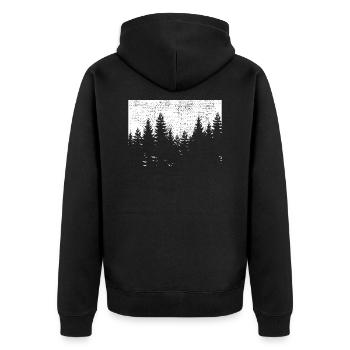 Wald - Unisex Premium Bio Zip Hoodie - Schwarz - Hinten - Nico (187cm)