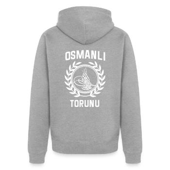 Osmanli Tuerkei Tuerkiye - Unisex Premium Bio Zip Hoodie - Grau meliert - Hinten - Nico (187cm)