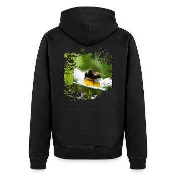 Hummeln sind die fleißigen Schwestern der Bienen. - Unisex Premium Bio Zip Hoodie - Schwarz - Hinten - Nico (187cm)