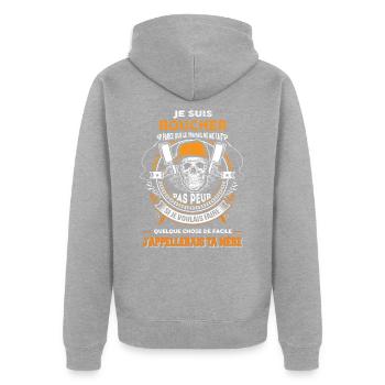 Tee Shirt Boucher - Veste à capuche bio Premium Unisexe - gris chiné - Dos - Nico (187cm)