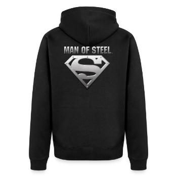 Superman S-Shield Steel Look - Veste à capuche bio Premium Unisexe - noir - Dos - Nico (187cm)