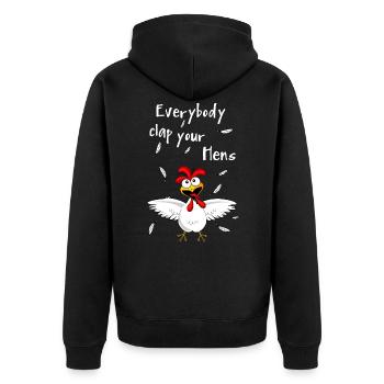 Everybody clap your hens - Unisex Premium Organic Zip Hoodie - black - Back - Nico (187cm)
