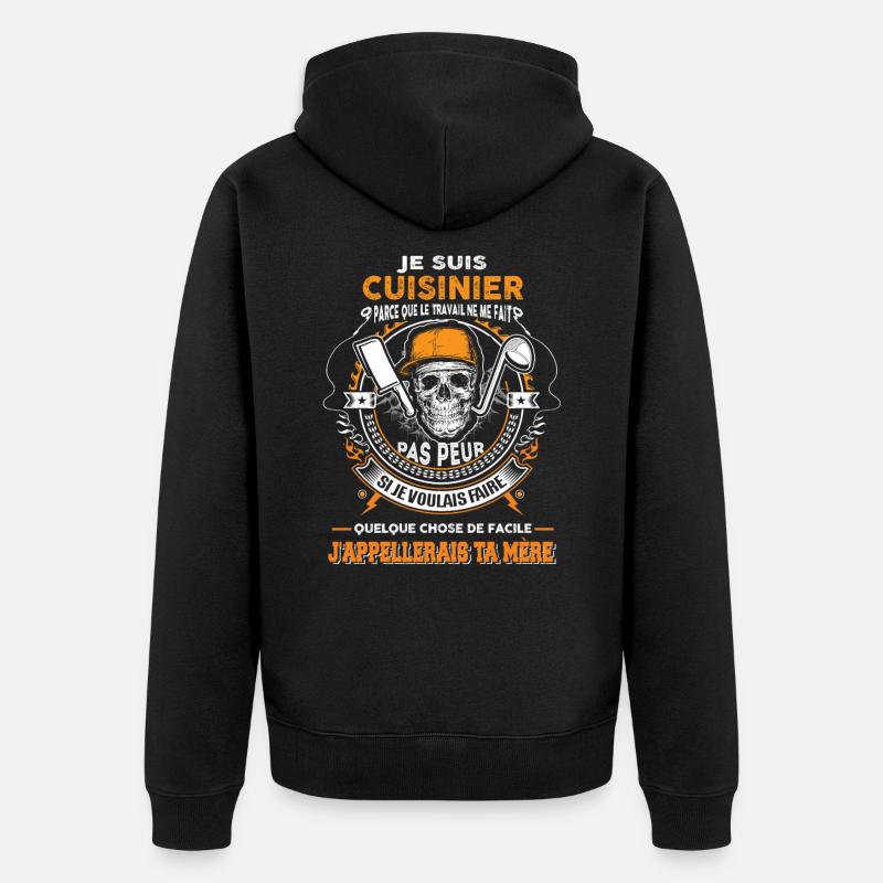 T Shirt Cuisinier - Unisex Premium Bio Zip Hoodie - Schwarz