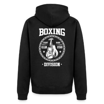 Boxing Division Boxing - Unisex Premium Bio Zip Hoodie - Schwarz - Hinten - Nico (187cm)