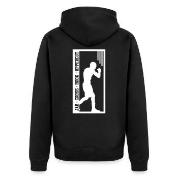 Boxing Cross Jab Kampfsport - Unisex Premium Bio Zip Hoodie - Schwarz - Hinten - Nico (187cm)
