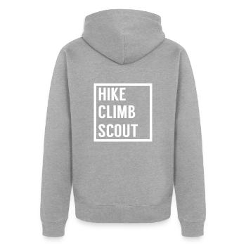 Pfadfinder - Unisex Premium Bio Zip Hoodie - Grau meliert - Hinten - Nico (187cm)