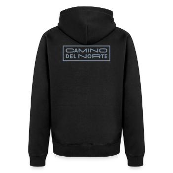 Camino del Norte | Camino de la Costa | Santiago - Unisex Premium Organic Zip Hoodie - black - Back - Nico (187cm)