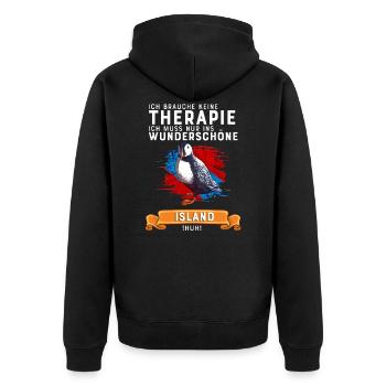 Therapie Island Geschenk - Unisex Premium Bio Zip Hoodie - Schwarz - Hinten - Nico (187cm)