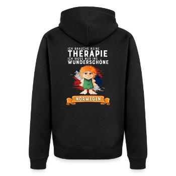 Therapie Norwegen Urklaub geschenk - Unisex Premium Bio Zip Hoodie - Schwarz - Hinten - Nico (187cm)