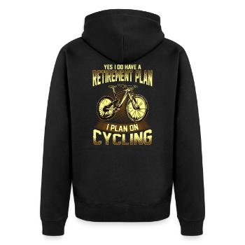 Retirement plan cyclist bike pension gift - Unisex Premium Organic Zip Hoodie - black - Back - Nico (187cm)