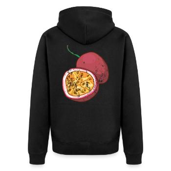 Retro Vintage Grunge Style Maracuja Passionsfrucht - Unisex Premium Bio Zip Hoodie - Schwarz - Hinten - Nico (187cm)
