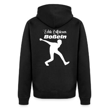 Echte Ostfriesen boßeln - Boßelgeschenk - Sport - Unisex Premium Bio Zip Hoodie - Schwarz - Hinten - Nico (187cm)