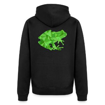 Frosch Geometrisch - Unisex Premium Bio Zip Hoodie - Schwarz - Hinten - Nico (187cm)