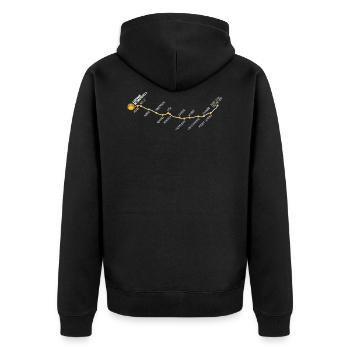 Camino de Santiago | Jakobsweg | Etappen/Verlauf - Unisex Premium Bio Zip Hoodie - Schwarz - Hinten - Nico (187cm)