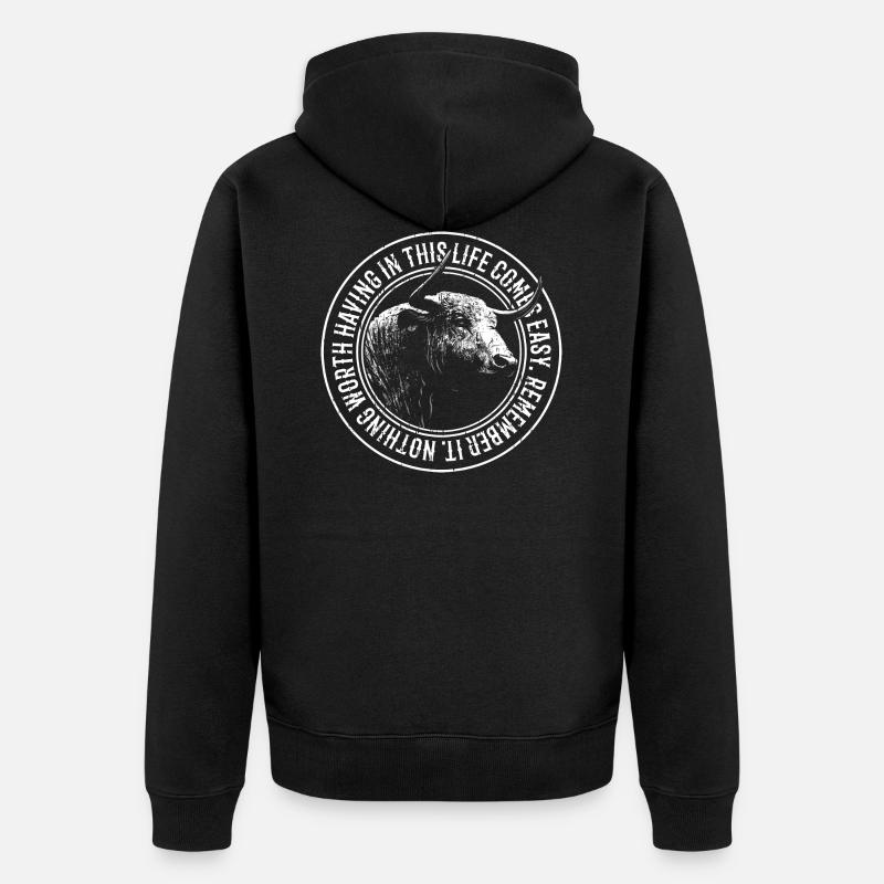 Nothing comes easy / Buffalo - Unisex Premium Bio Zip Hoodie - Schwarz