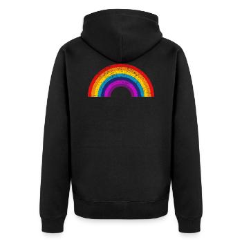 Regenbogen Flagge LGBTQ CSD Gay Pride - Unisex Premium Bio Zip Hoodie - Schwarz - Hinten - Nico (187cm)