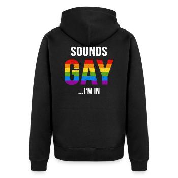 GAY Pride Homo Schwul Regenbogen lustiges Geschenk - Unisex Premium Bio Zip Hoodie - Schwarz - Hinten - Nico (187cm)