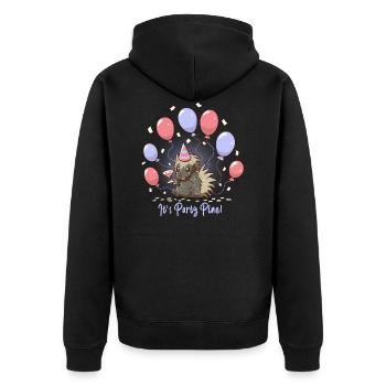 Its Party Pine - Party Stachelschwein - Unisex Premium Bio Zip Hoodie - Schwarz - Hinten - Nico (187cm)
