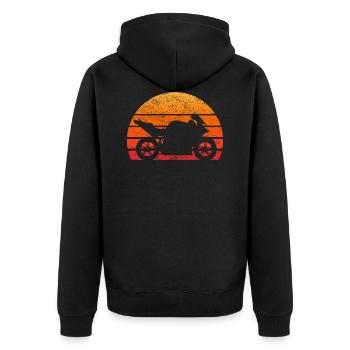 Motorrad Sportbike Retro 80er Vintage Geschenk - Unisex Premium Bio Zip Hoodie - Schwarz - Hinten - Nico (187cm)