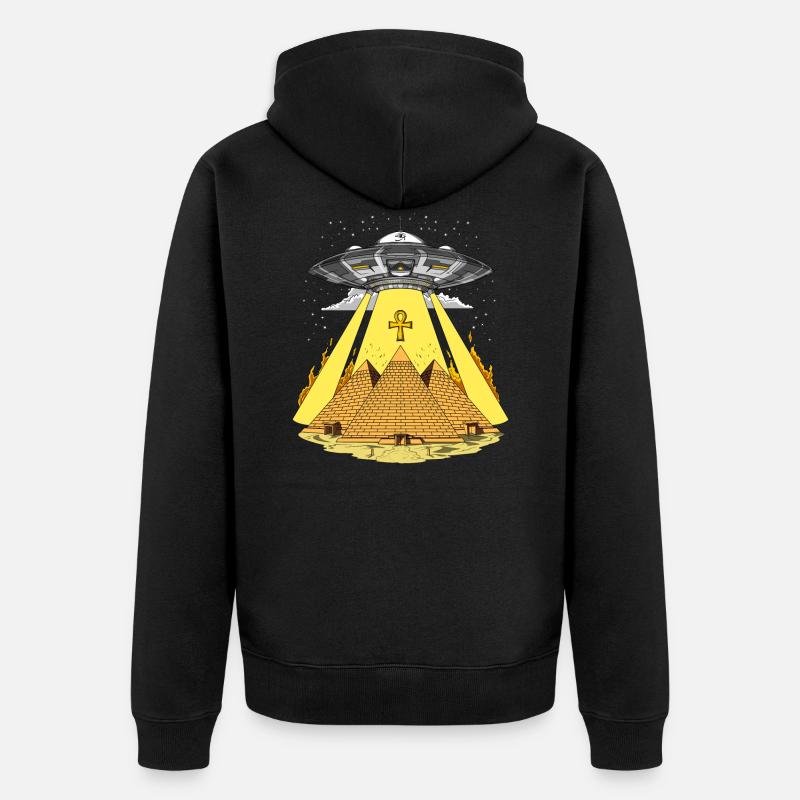 Alien Abduction Pyramides Egyptiennes OVNI Anunnaki - Veste à capuche bio Premium Unisexe - noir