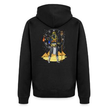 Anubis ägyptischer Gott Wolf Ancient Mythology - Unisex Premium Bio Zip Hoodie - Schwarz - Hinten - Nico (187cm)