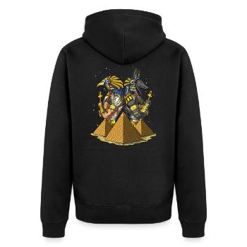 Anubis Ra Mythologie des pyramides anciennes - Veste à capuche bio Premium Unisexe - noir - Dos - Nico (187cm)