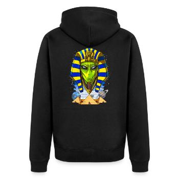 Alien Egypt Pharaoh Tutankhamun Ancient Anunnaki - Unisex Premium Organic Zip Hoodie - black - Back - Nico (187cm)