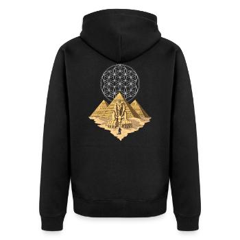Pyramides égyptiennes Sphinx Géométrie sacrée antique - Veste à capuche bio Premium Unisexe - noir - Dos - Nico (187cm)