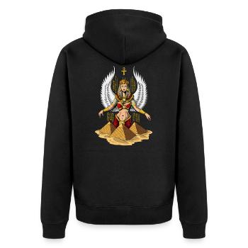 Ägyptische Göttin Isis Queen Ankh Mythologie - Unisex Premium Bio Zip Hoodie - Schwarz - Hinten - Nico (187cm)