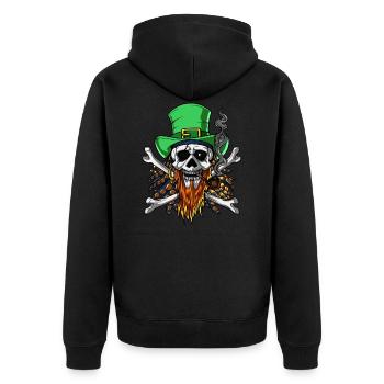 Piraten-Schädel-irische Kobold-gekreuzte Knochen - Unisex Premium Bio Zip Hoodie - Schwarz - Hinten - Nico (187cm)