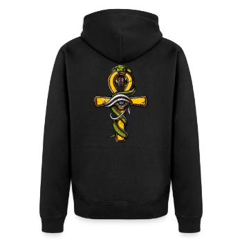 Oeil d'Ankh égyptien symbole du serpent antique - Veste à capuche bio Premium Unisexe - noir - Dos - Nico (187cm)